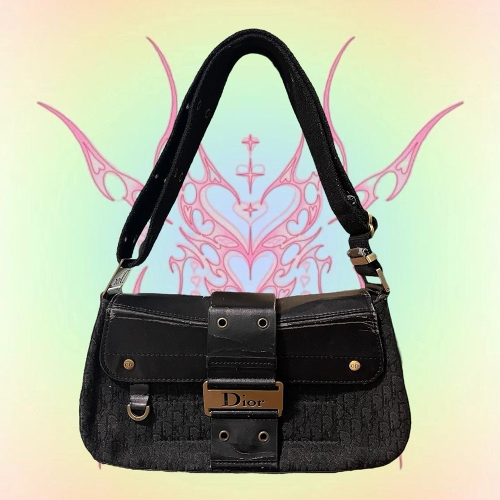 Vintage Christian Dior Black Monogram Columbus Bag